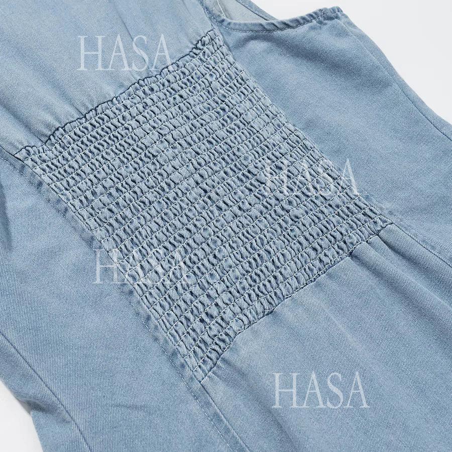 HASA HS6773 Slim Fit Sleeveless Split Hem Denim Dress for Women