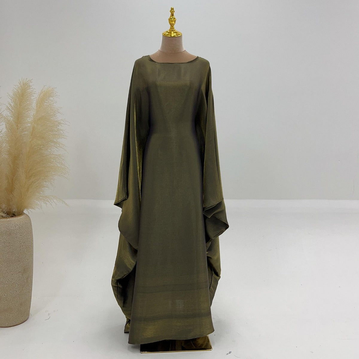 HS1348 Elegant Kaftan in Gold Cotton – 20 Vibrant Colors Available