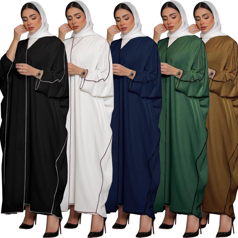 HASASERIES HS0677 White Panelled Abaya Robe