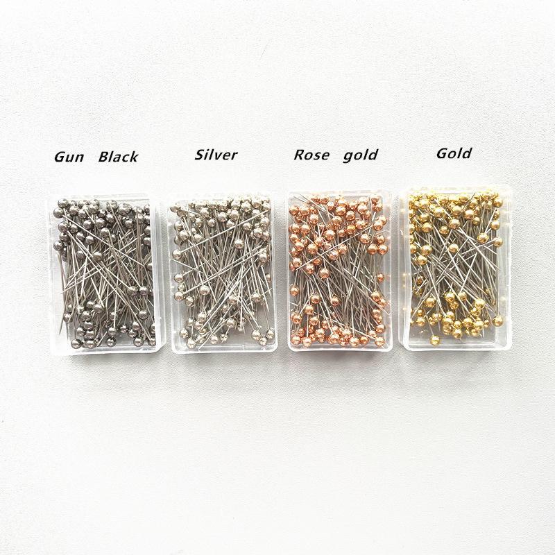 HASASERIES HS1066 100pcs/box Stainless Steel Pearl Breast Needle Scarf Button