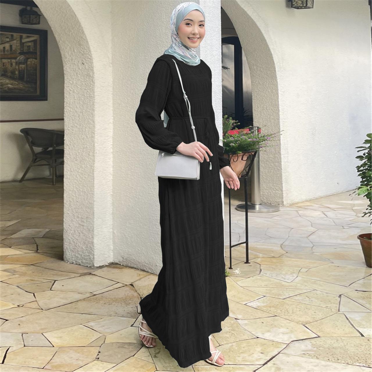 HASASERIES HS1049 Long Chiffon Pleated Dress