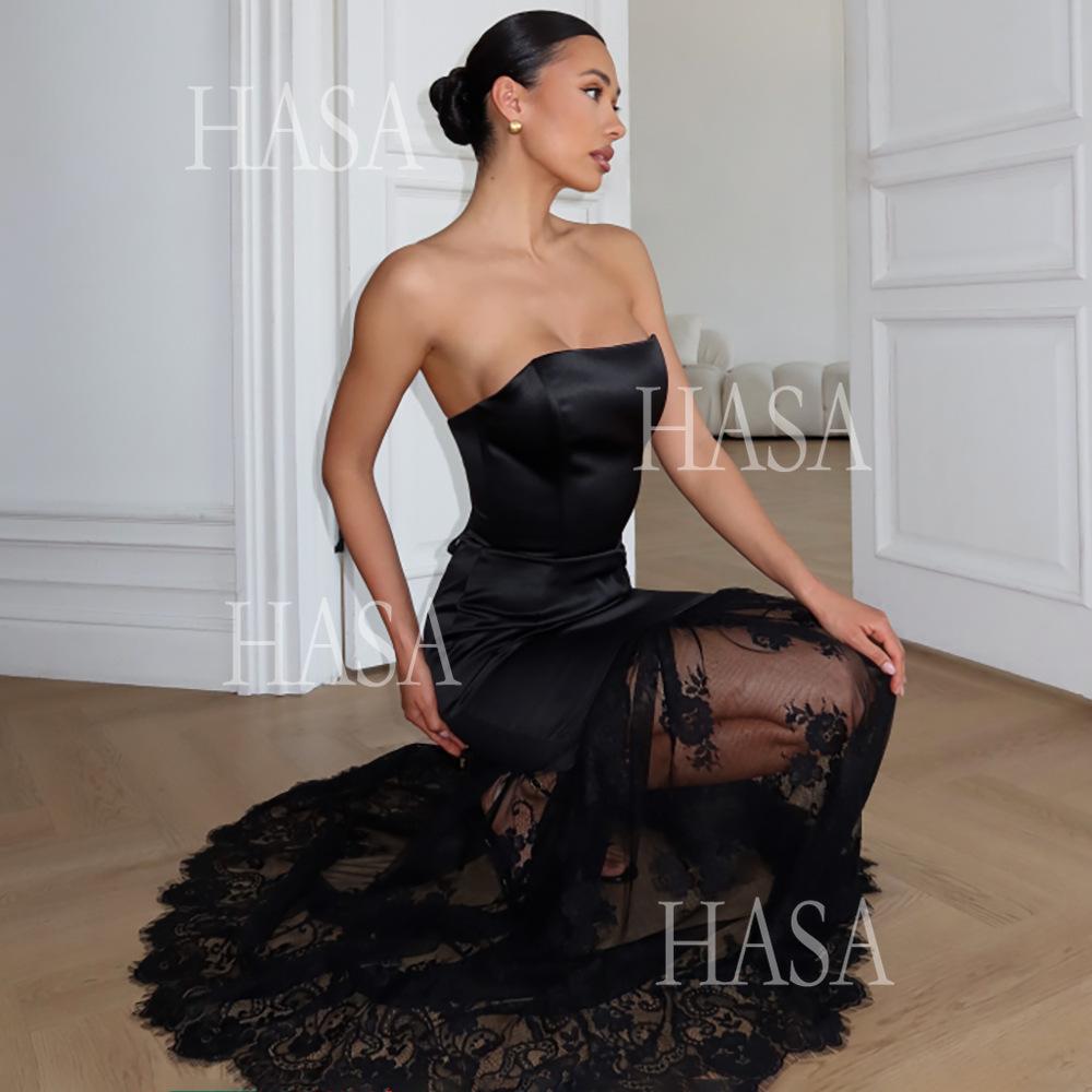 HASA's Series HS6767 Minimal Glam Lace Panel Bodycon Dress – hasaseries