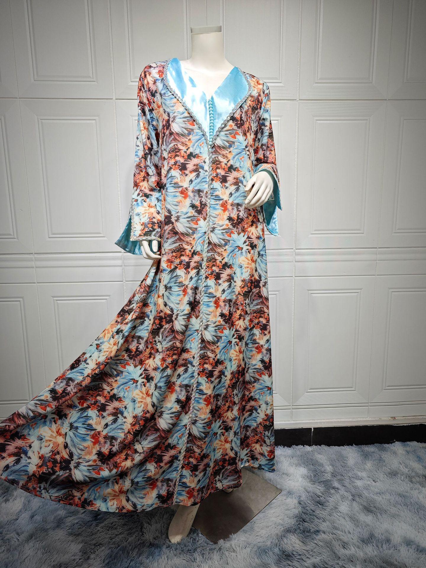 HASASERIES HS1070 Fashionable Printed Diamond Set Robe