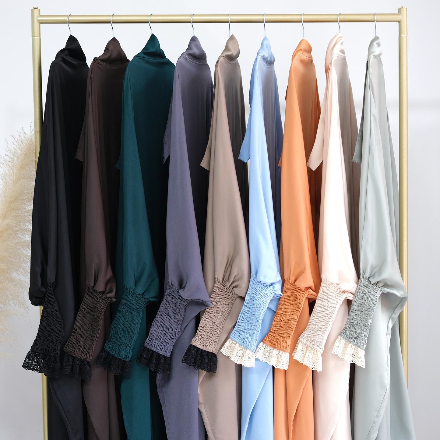 HASASERIES HS0721 Solid Color Robe Dress with A Large Swing