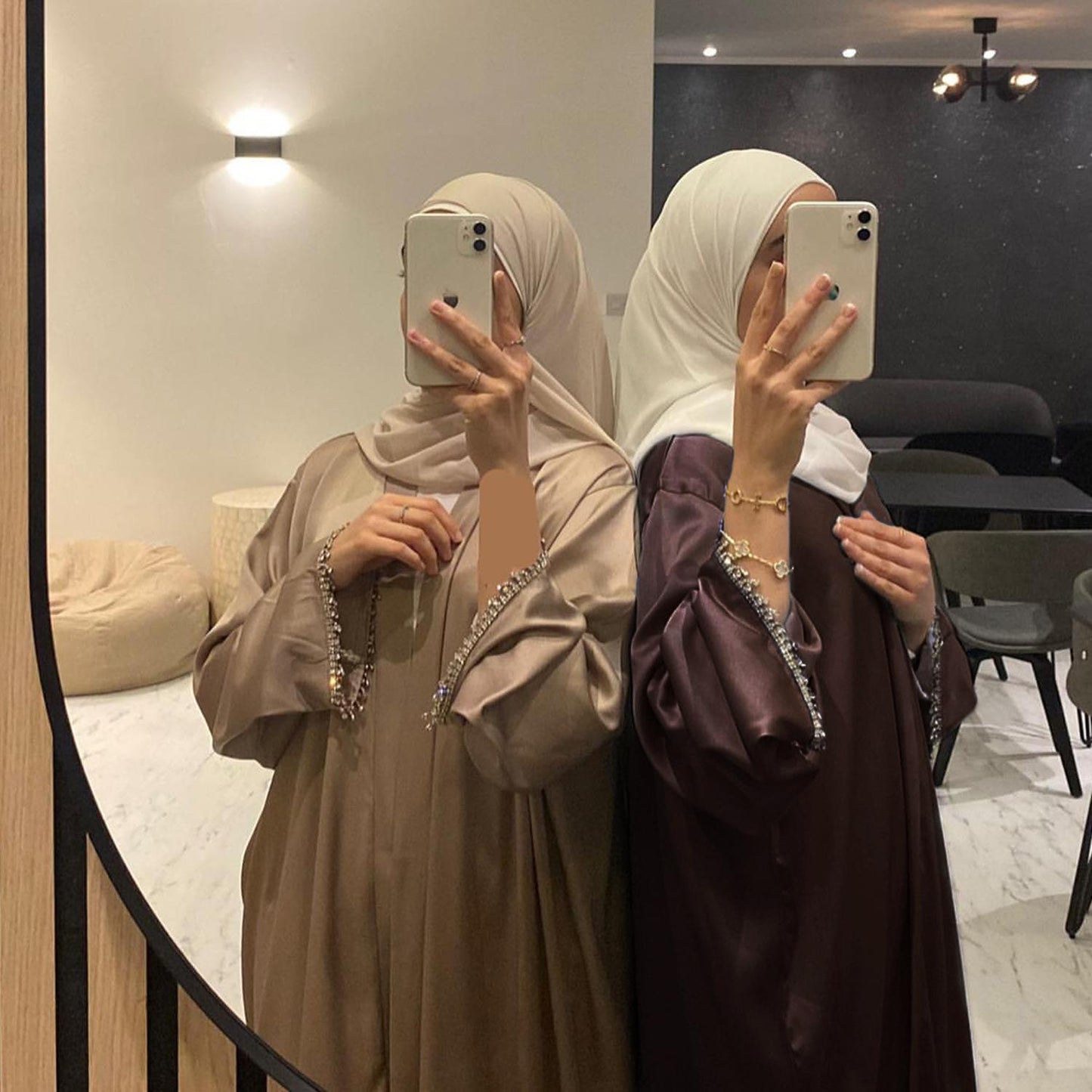HASASERIES HS1047 1pcs Solid Color Beaded Cardigan Robe