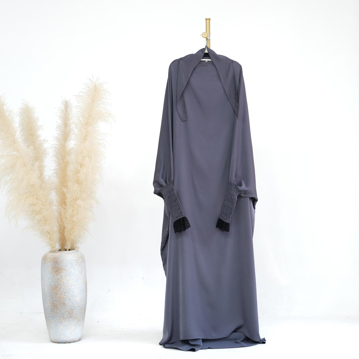 HASASERIES HS0721 Solid Color Robe Dress with A Large Swing