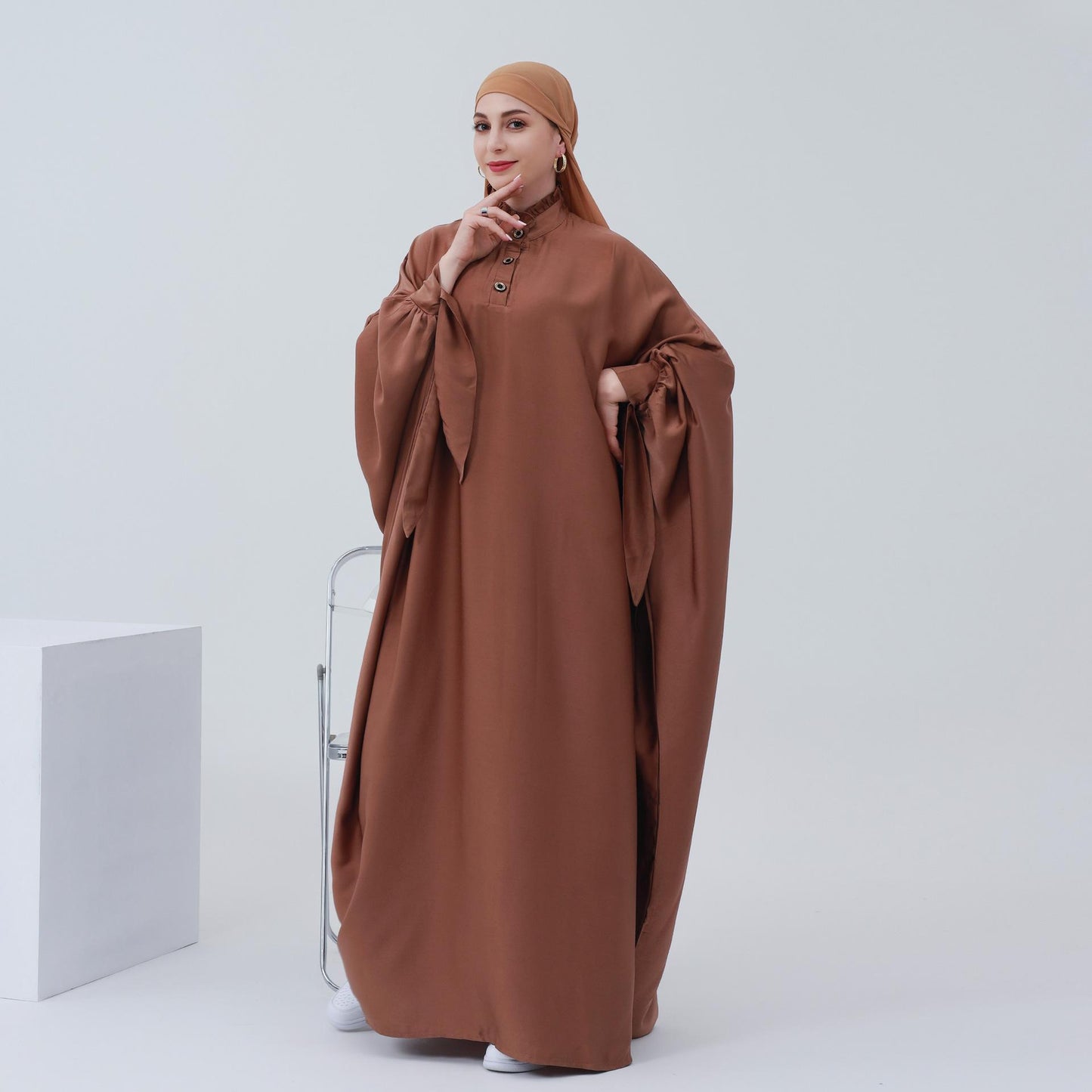 HASASERIES HS0716 Large Swing Solid Robe Dress