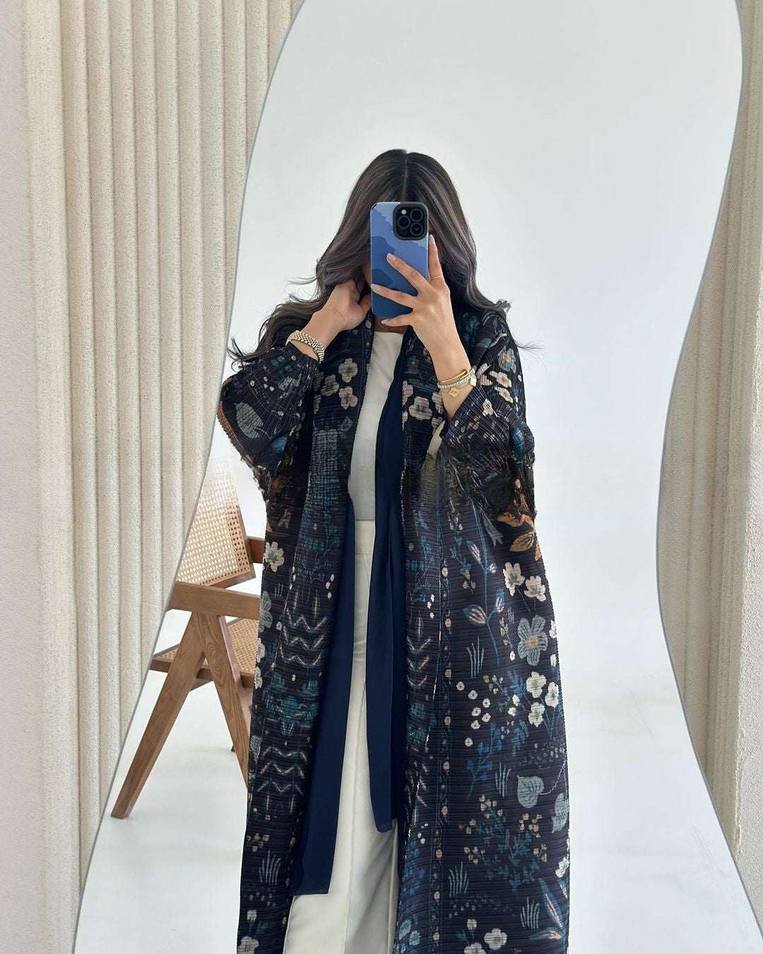 HASA Inclusive Sizing Crinkle Pleated Georgette Ramadan Stretchy Abaya-1