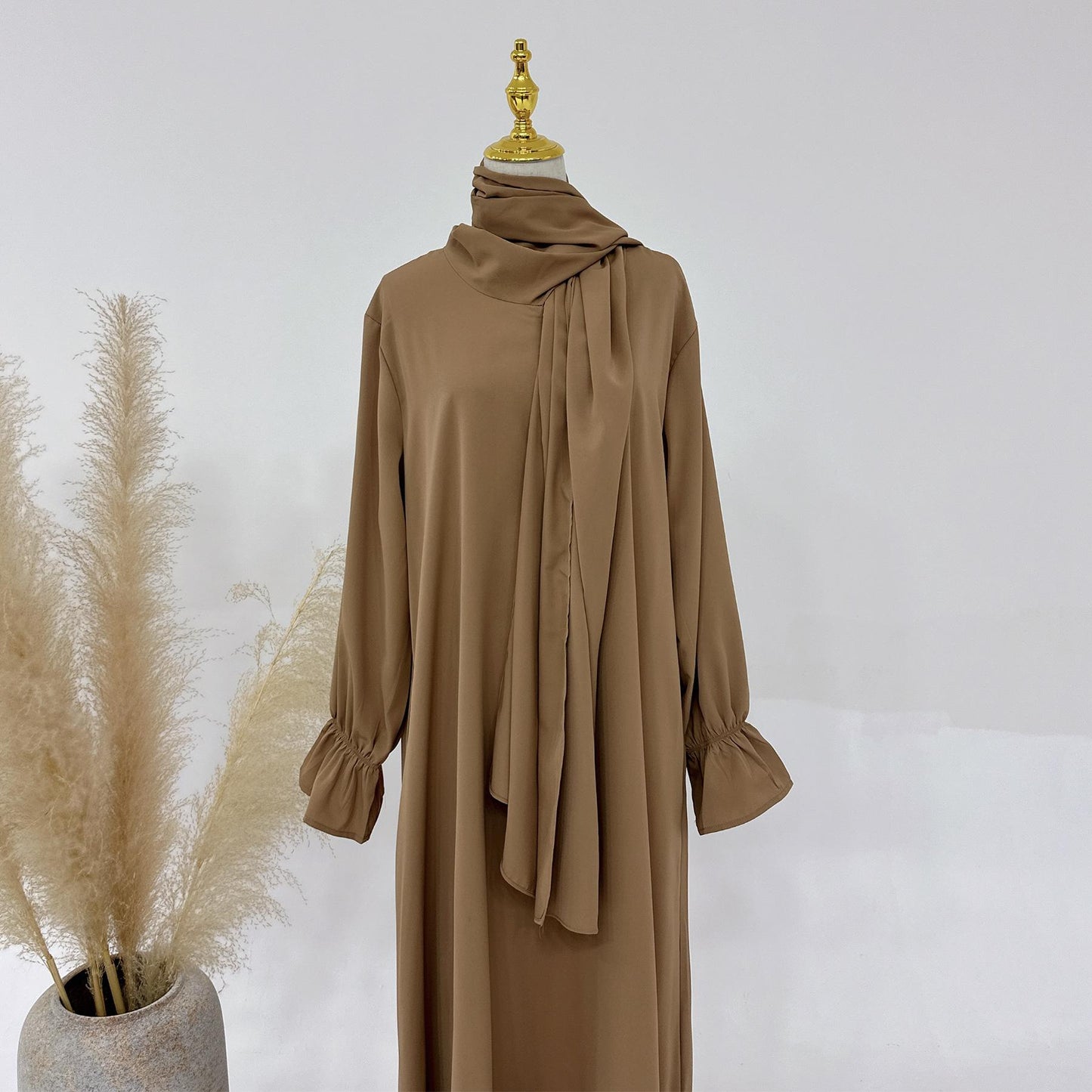 HASASERIES HS1173 Solid Color Hooded Abaya with Side Pocket