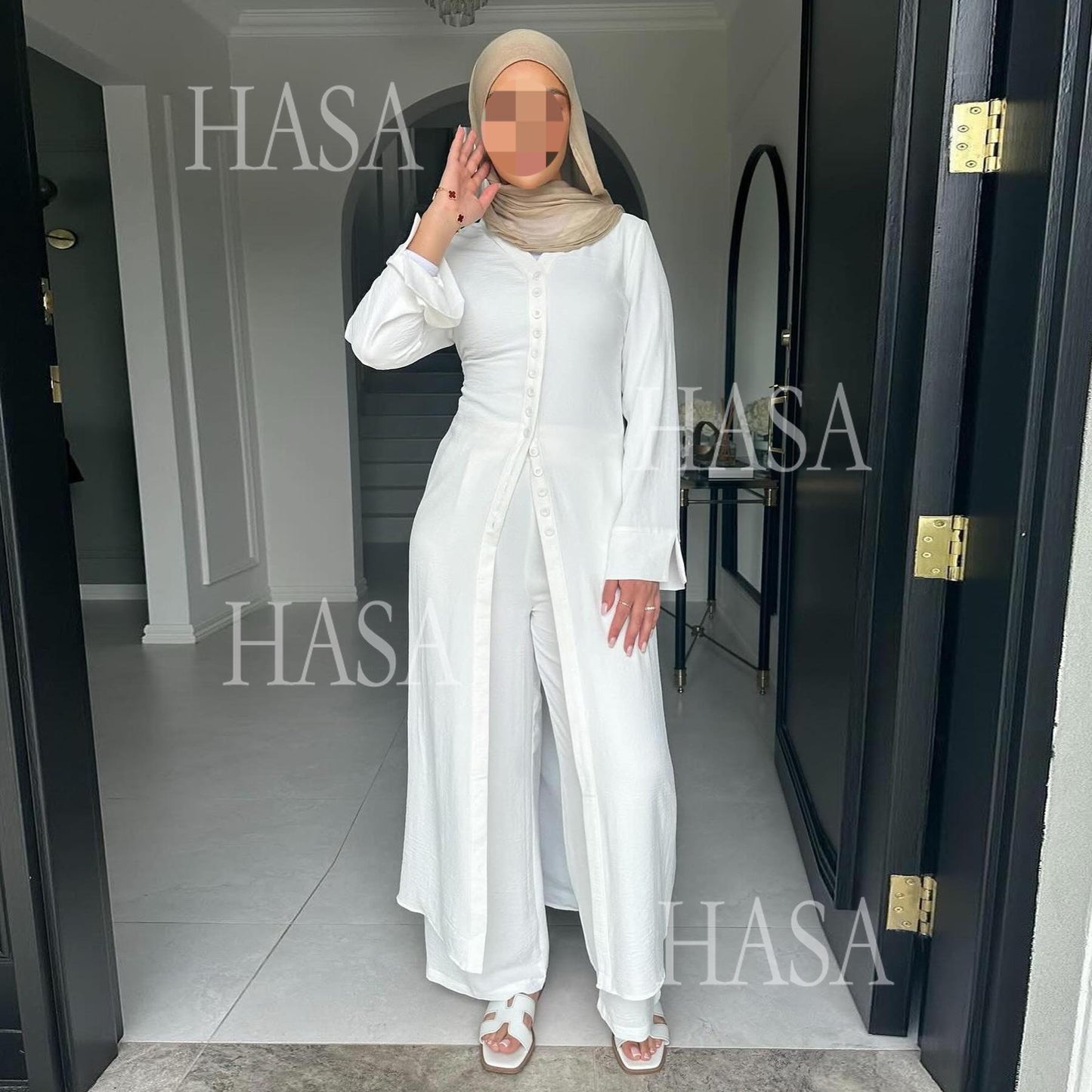 HASA HS5869 بدلة صيفية رائعة من قطعتين - تصميم أزرار متعدد الألوان