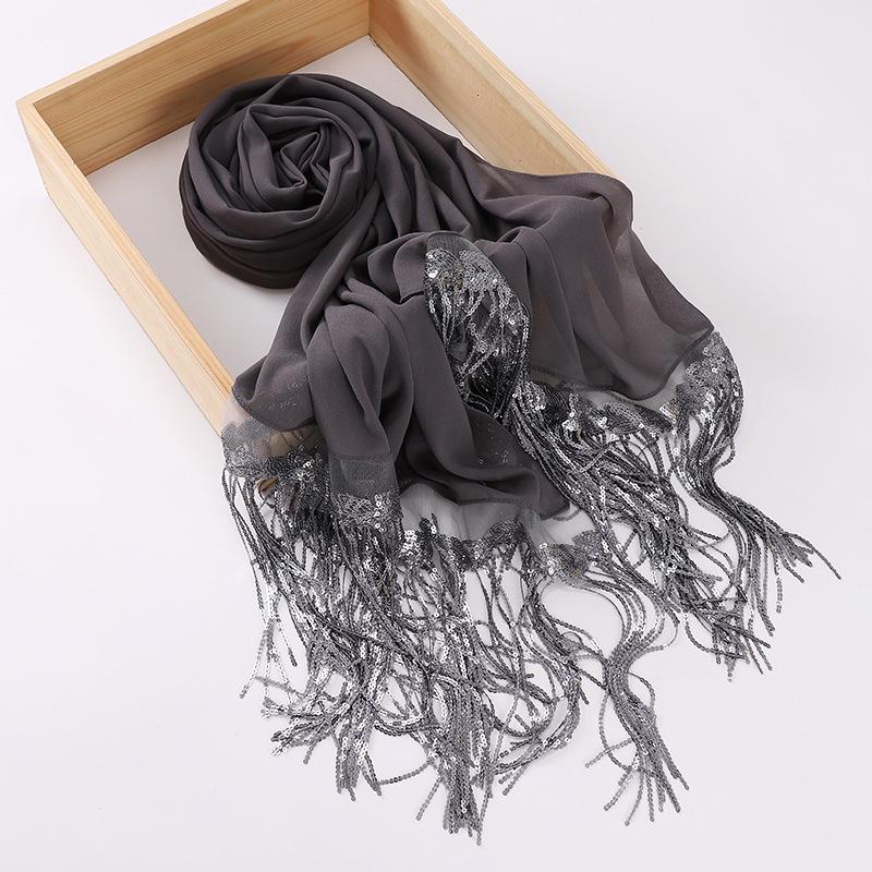 HASASERIES HS1139 Pearl Chiffon Scarf