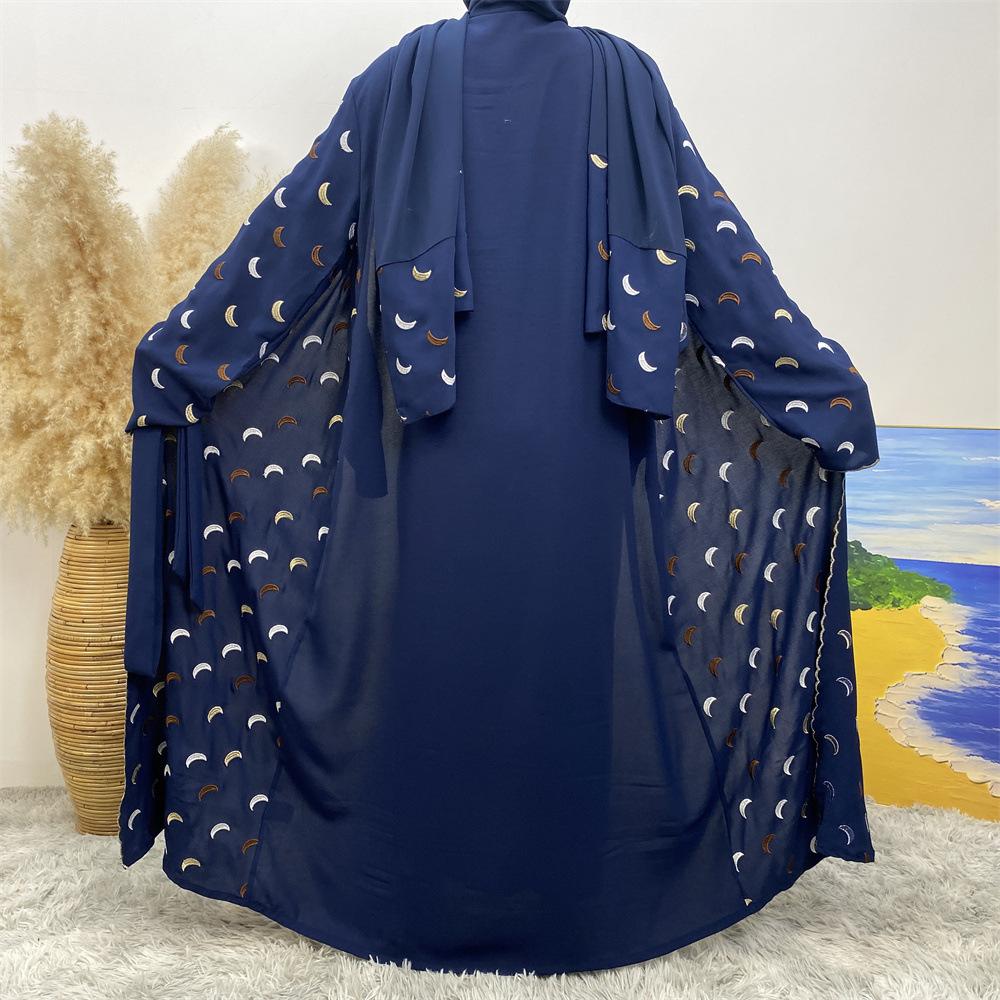 HASASERIES HS0927 Explosions Heavy Industry Embroidery Cardigan Abaya