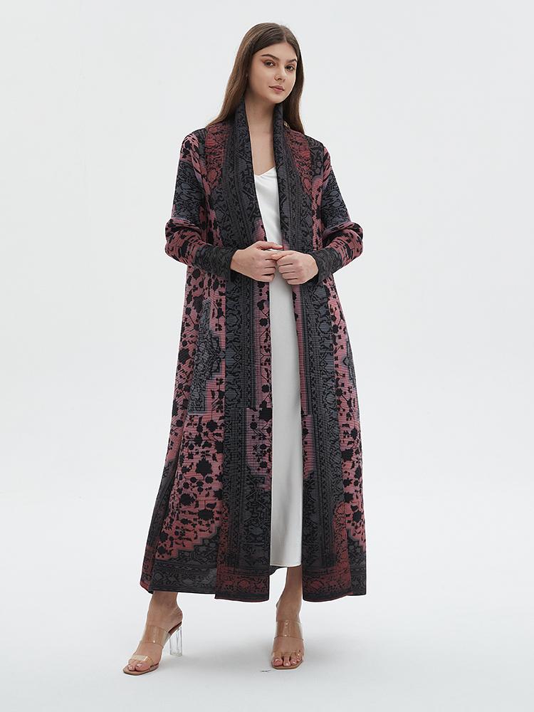 HS6705 Midnight Blush , Intricate Patterned Open Maxi Dress