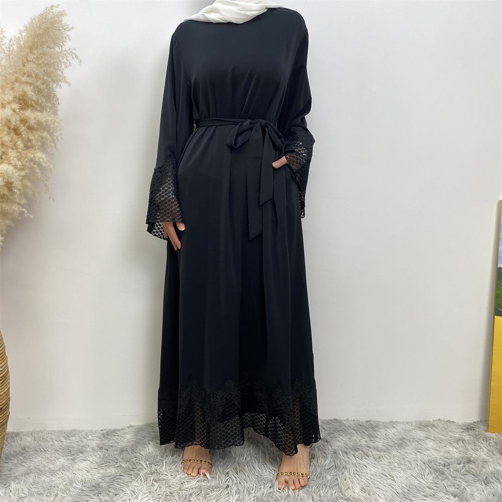 Robe longue en dentelle à la mode musulmane HASASERIES HS1084