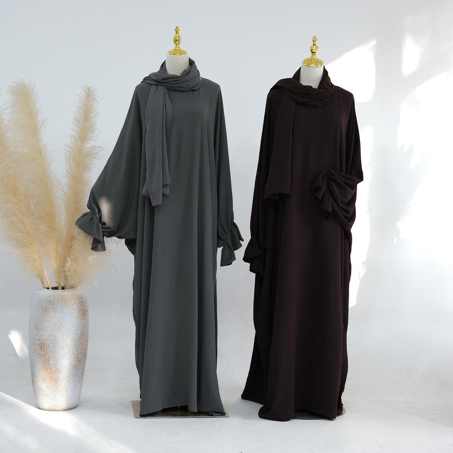 HASASERIES HS1043 2pcs Set Abaya with One Layer Khimar
