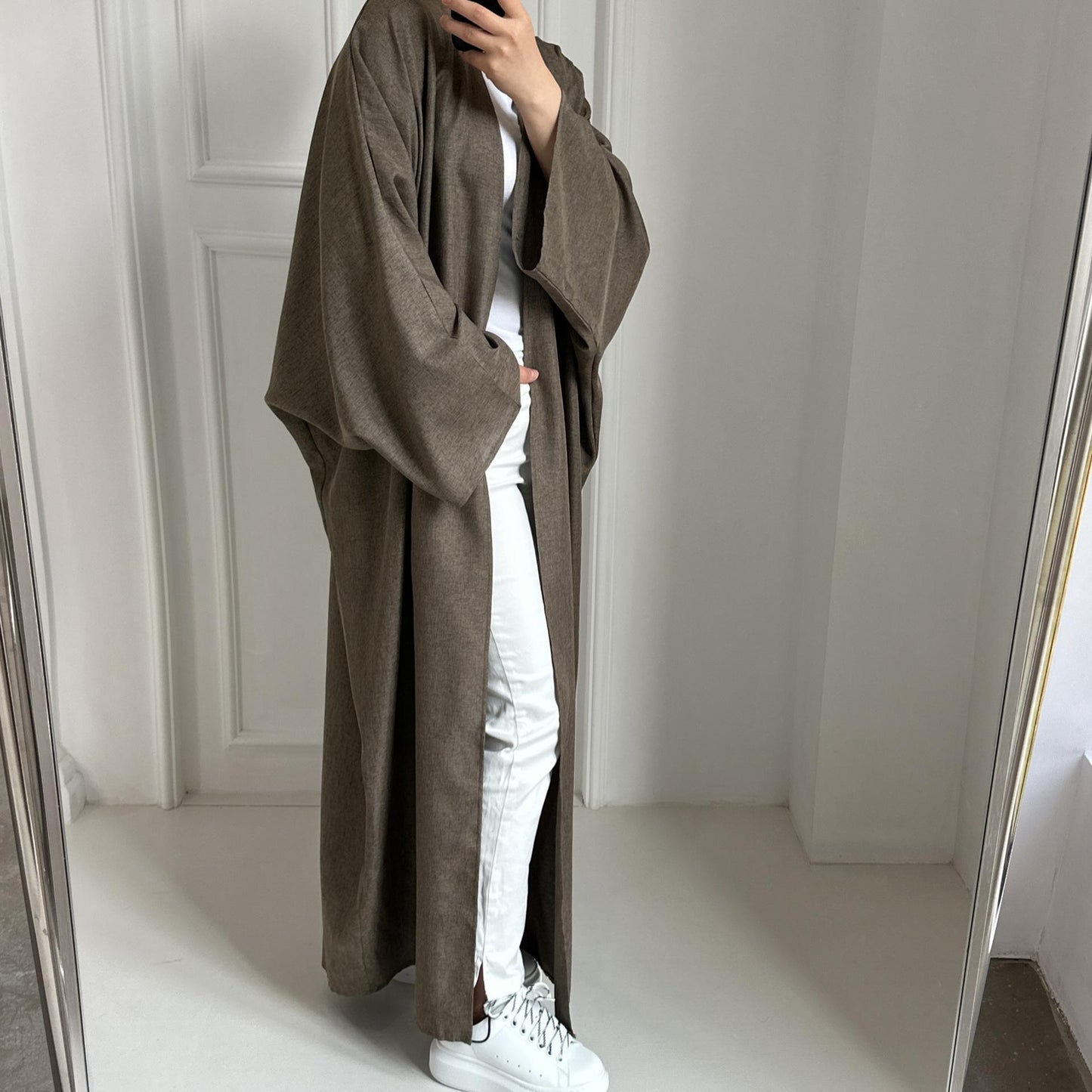 HASASERIES HS0714 Cardigan décontracté de couleur unie grande taille