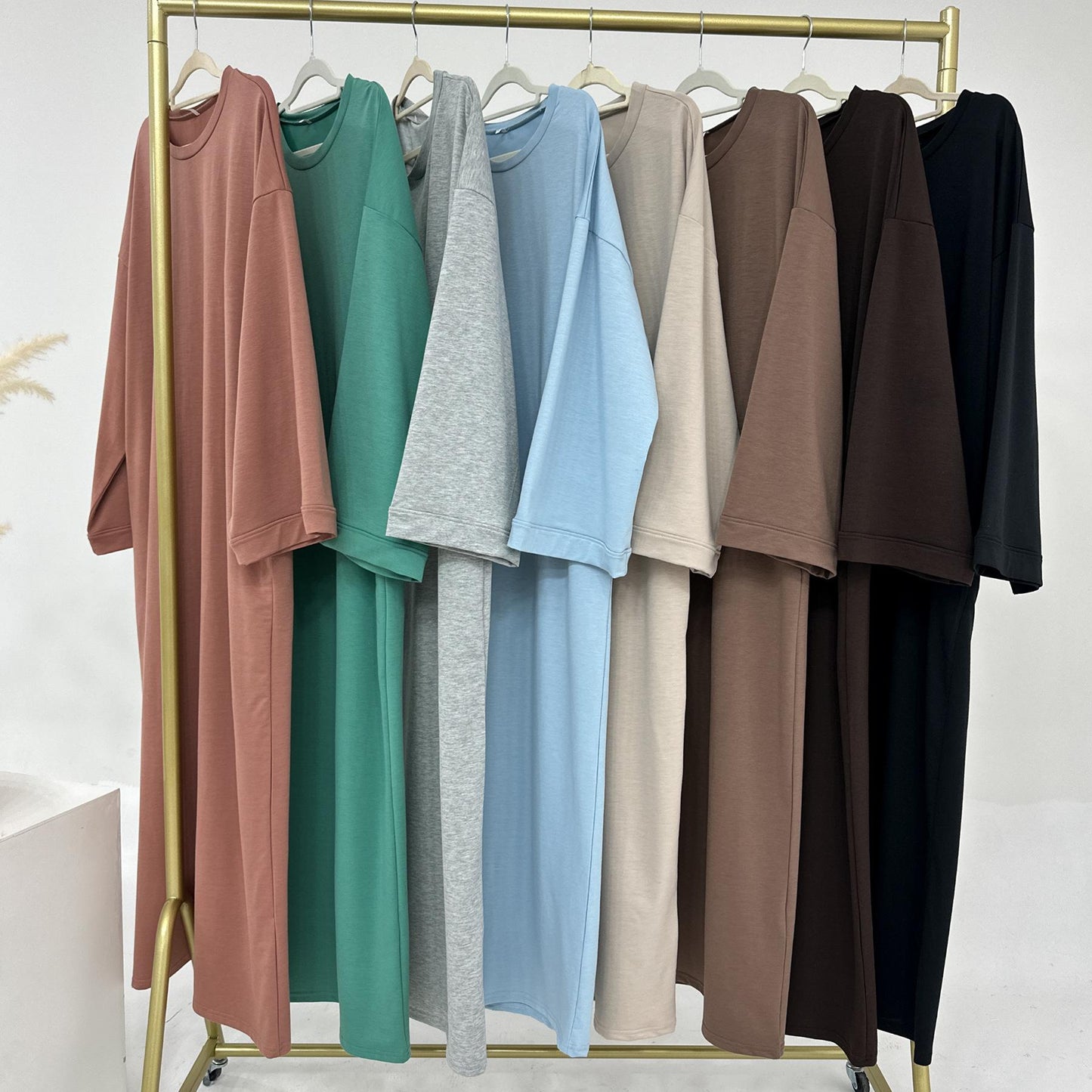 HASASERIES HS1089 Solid Color Hoodie Dress