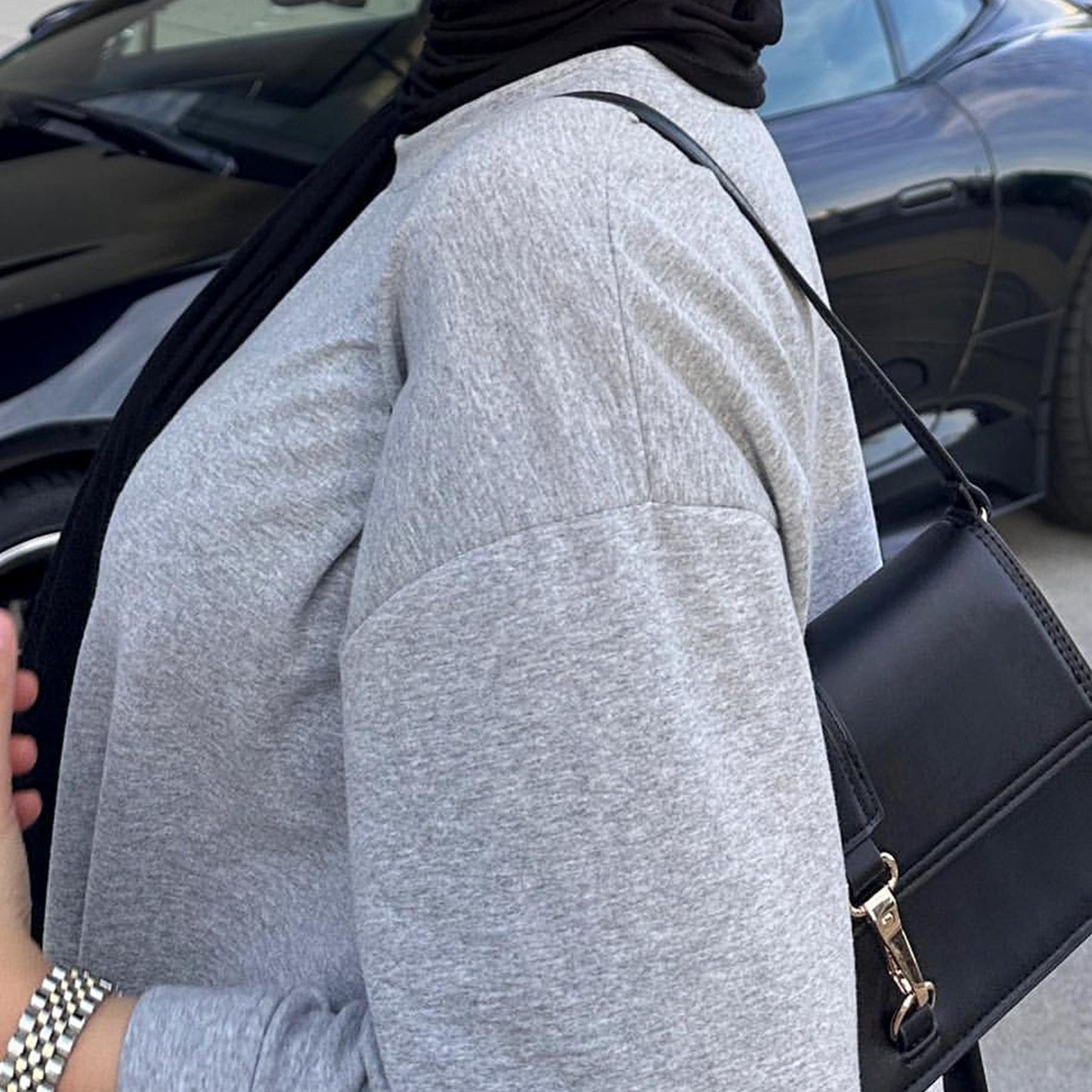 HASASERIES HS1089 Solid Color Hoodie Dress