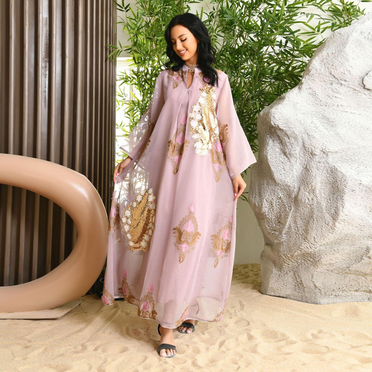 HASASERIES HS0443 Muslim Embroidered Dress