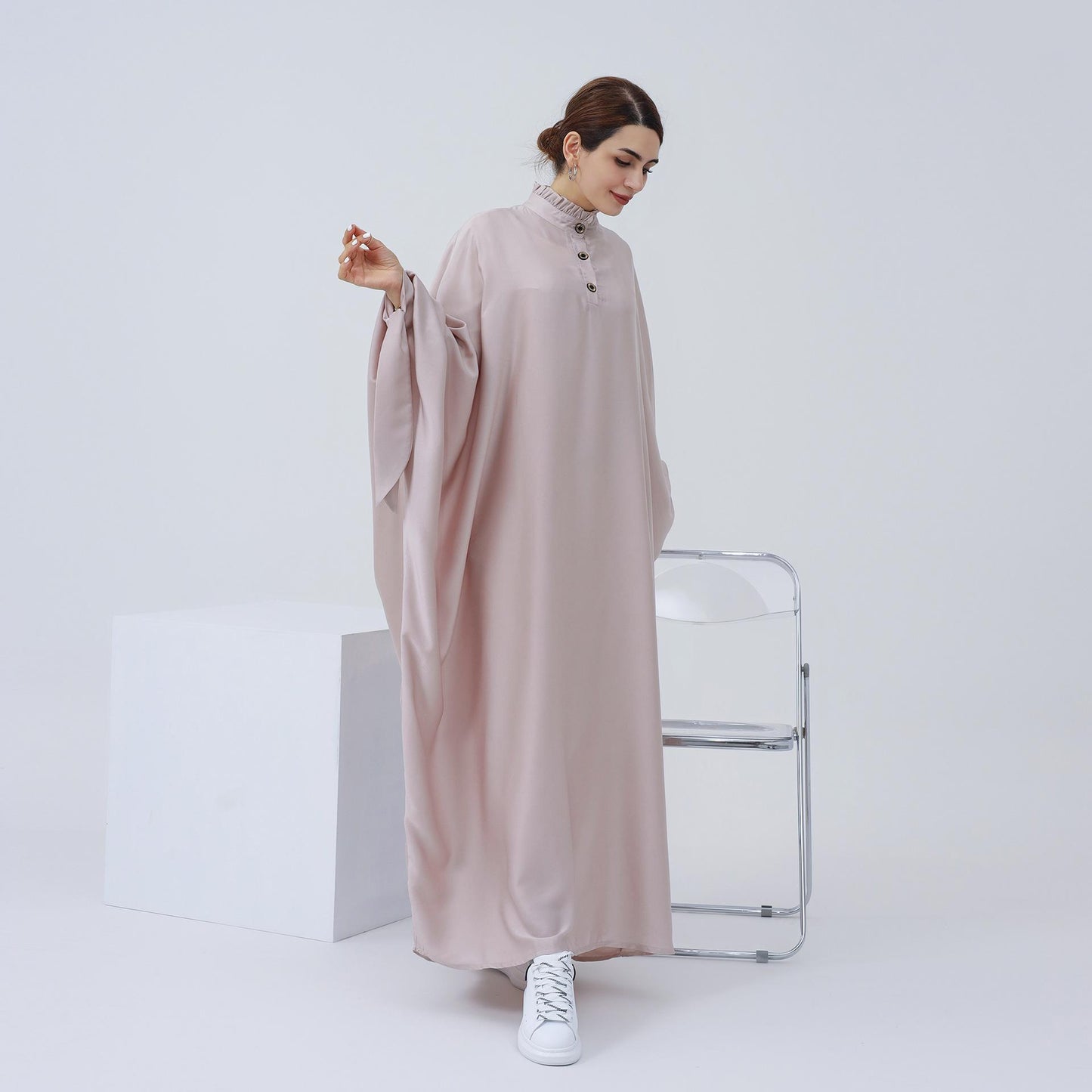 HASASERIES HS0716 Large Swing Solid Robe Dress