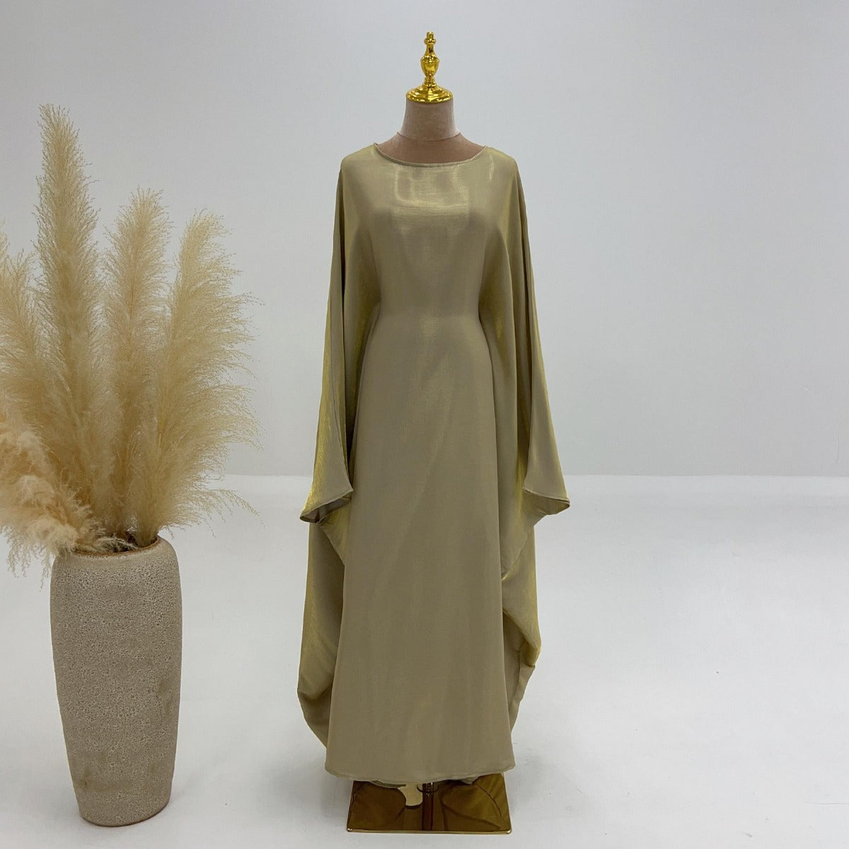 HS1348 Elegant Kaftan in Gold Cotton – 20 Vibrant Colors Available