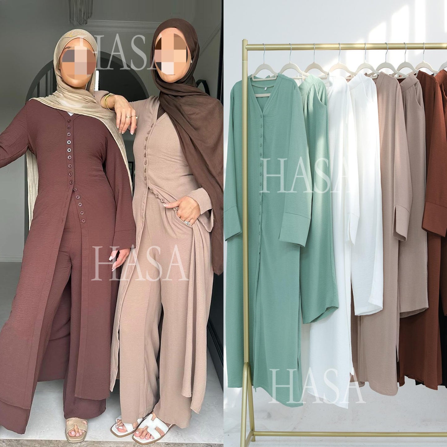 HASA HS5869 بدلة صيفية رائعة من قطعتين - تصميم أزرار متعدد الألوان