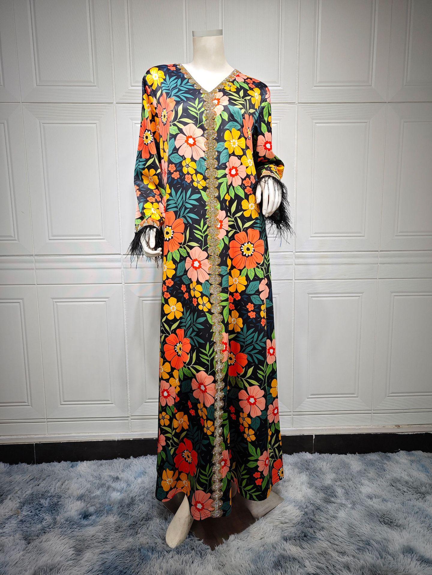HASASERIES HS1078 Printed Diamond Camel Hair Dress