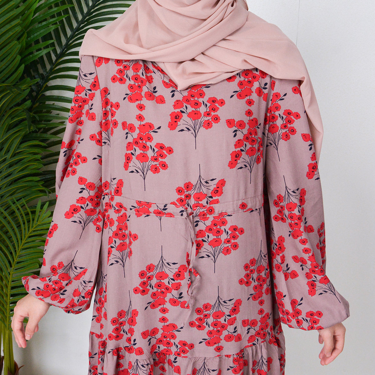 HS0819 Rayon long dress V-neck flower dress