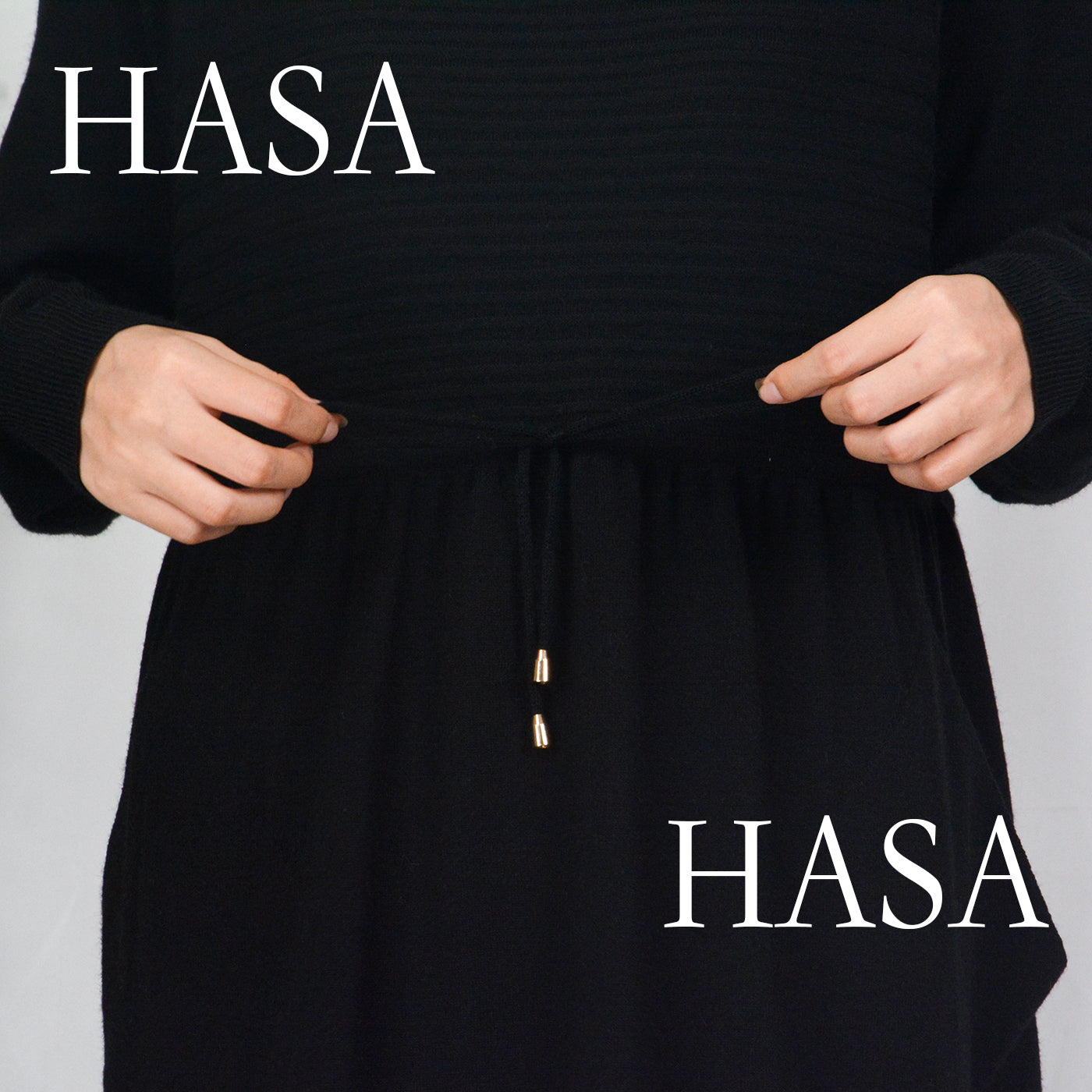 HS0119 knitted long dress with waist belt and pockets autumn and winter
