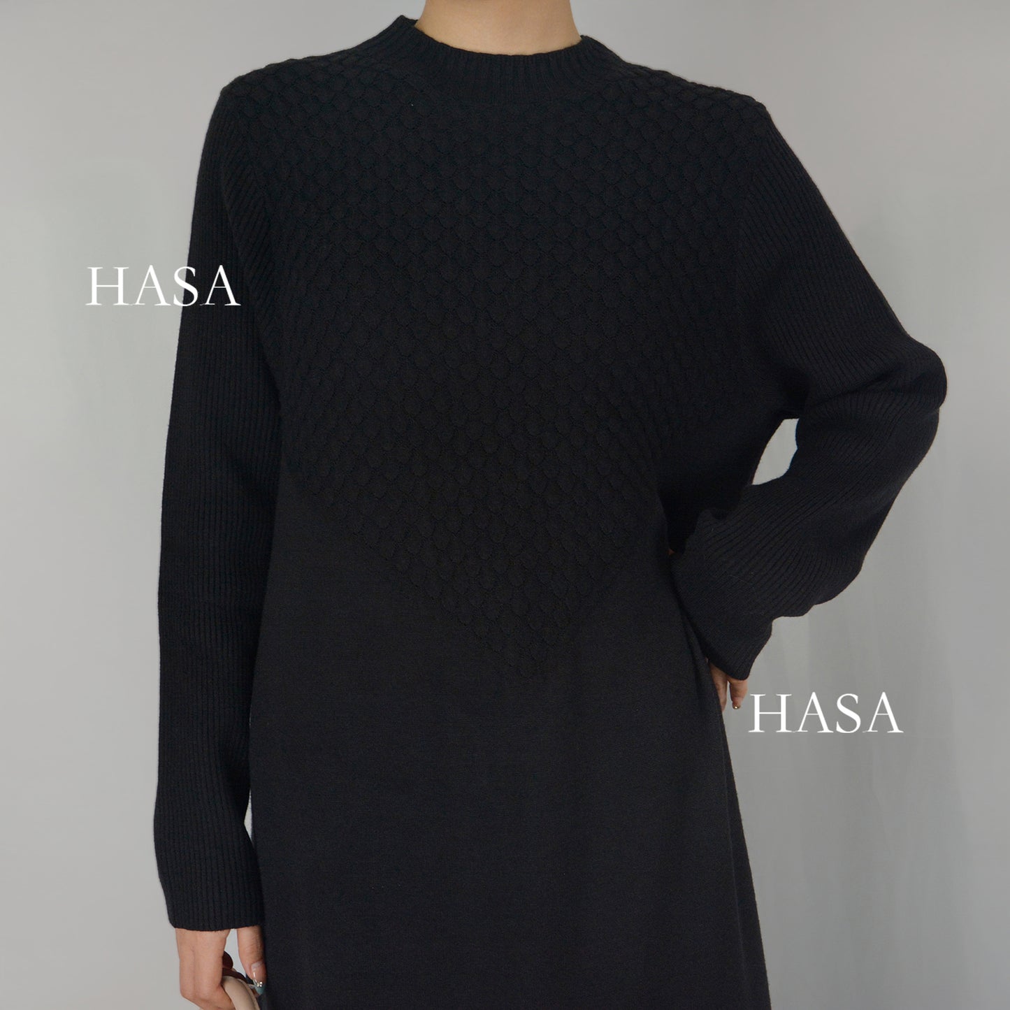 HS0271 Muslim Winter Premium Thick Anti Cold Plush Long Knitted Dress Abaya