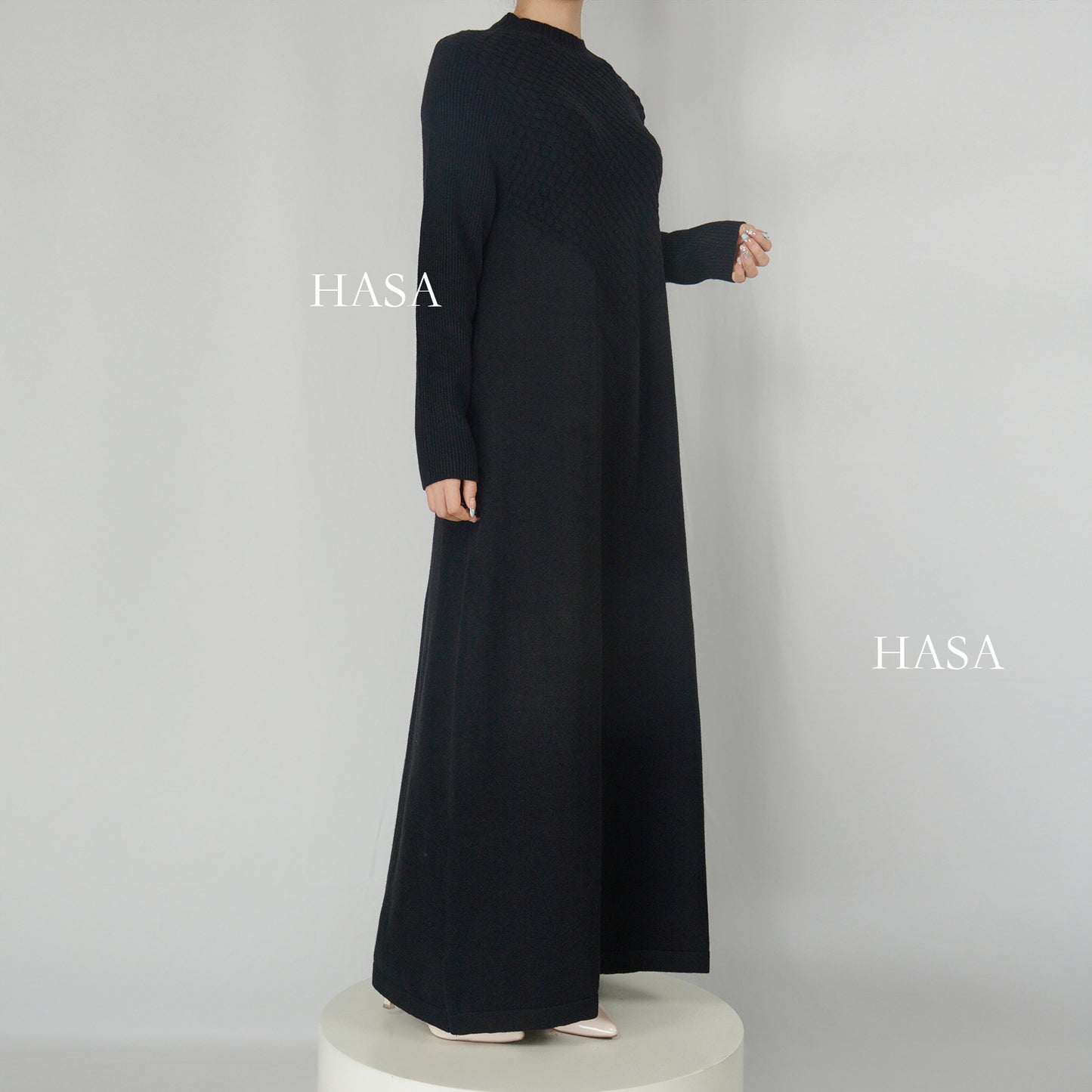 HS0271 Muslim Winter Premium Thick Anti Cold Plush Long Knitted Dress Abaya