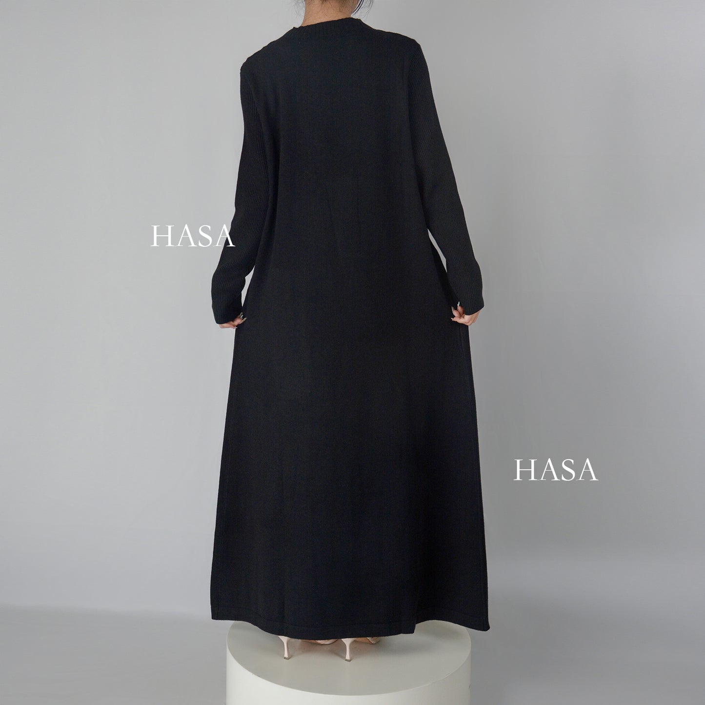 HS0271 Muslim Winter Premium Thick Anti Cold Plush Long Knitted Dress Abaya