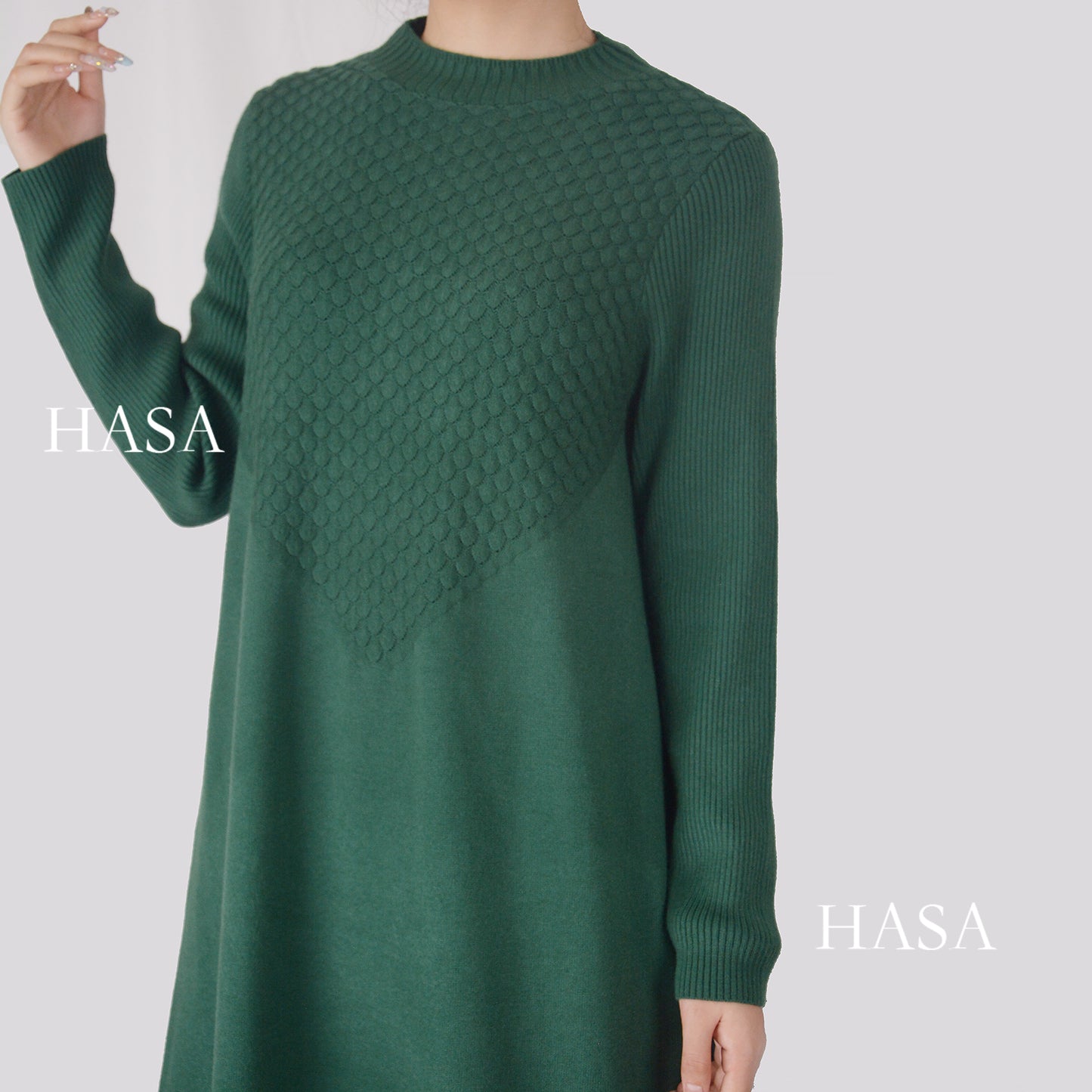HS0271 Muslim Winter Premium Thick Anti Cold Plush Long Knitted Dress Abaya