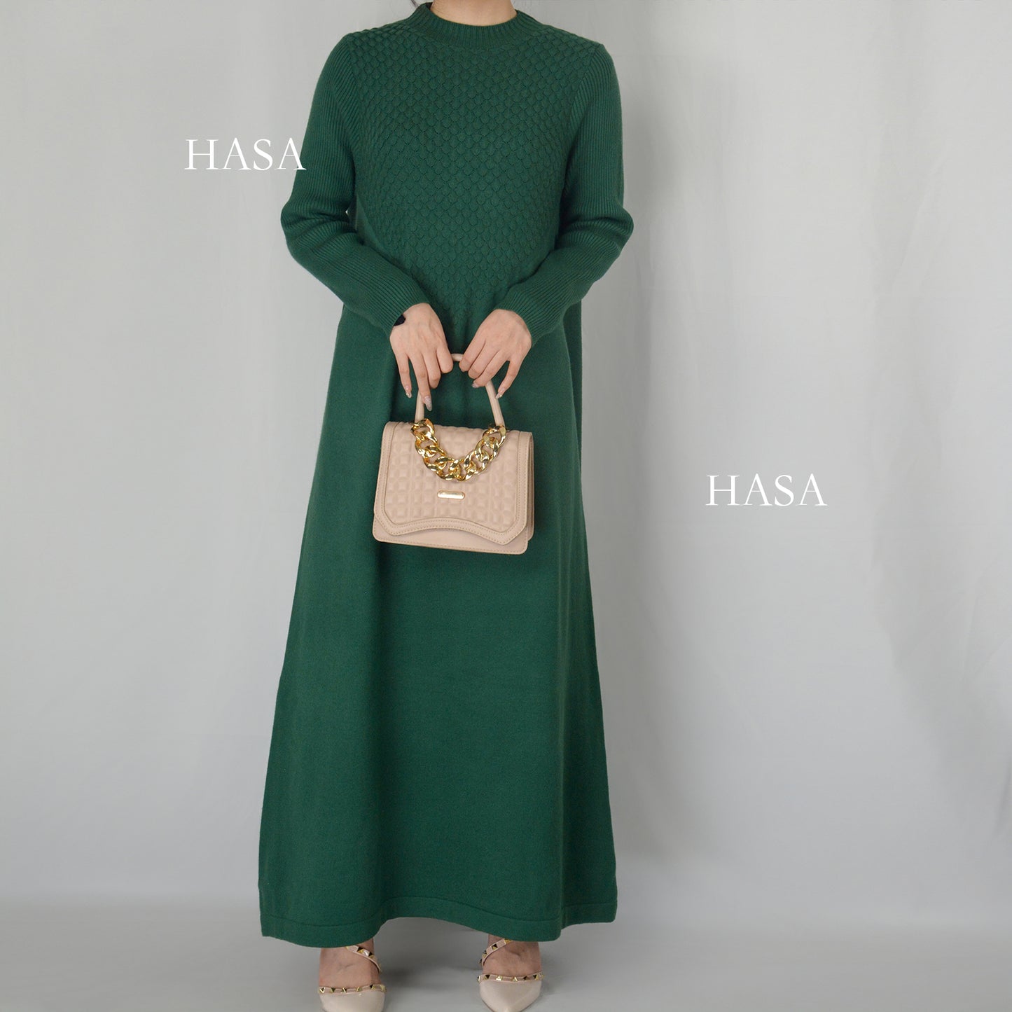 HS0271 Muslim Winter Premium Thick Anti Cold Plush Long Knitted Dress Abaya