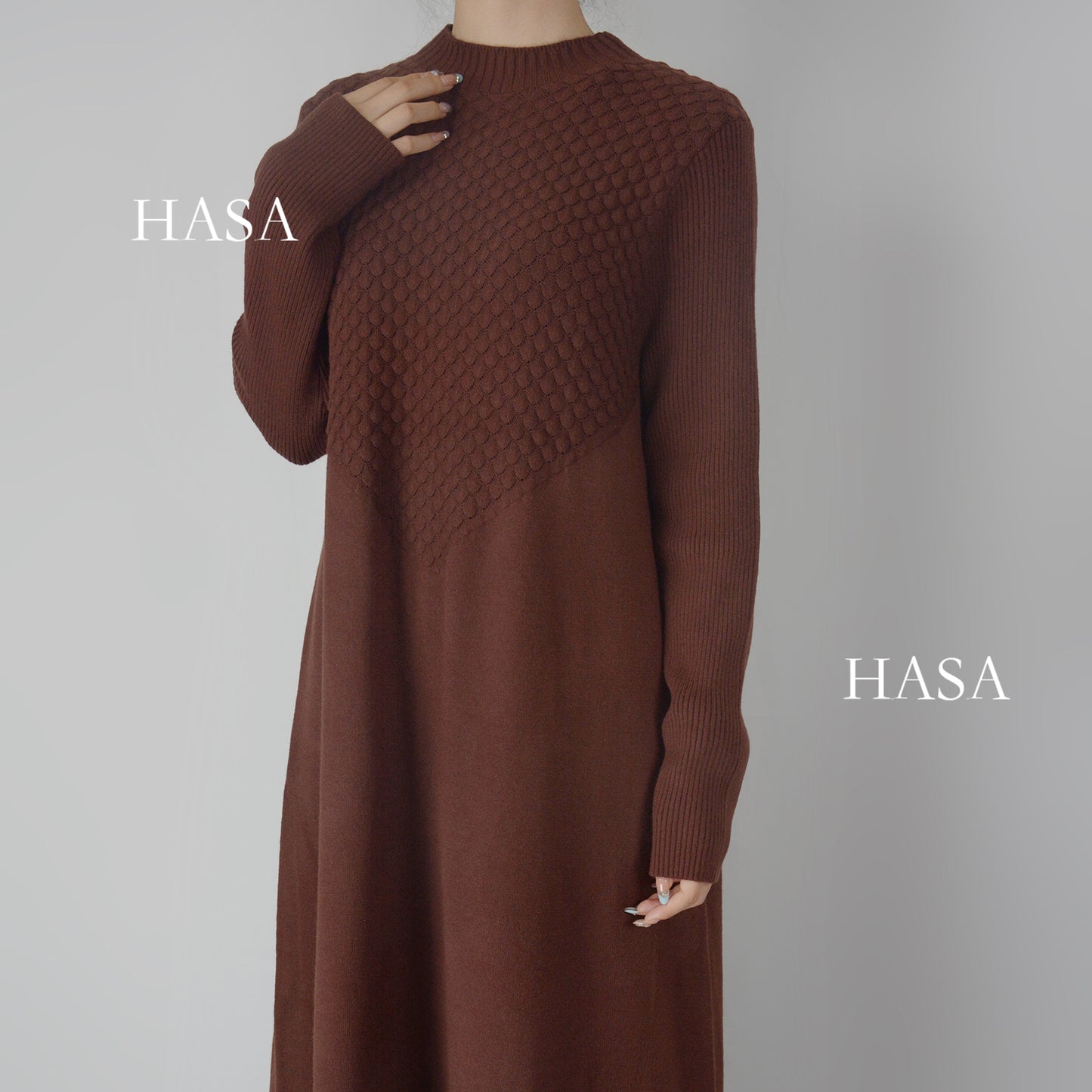 HS0271 Muslim Winter Premium Thick Anti Cold Plush Long Knitted Dress Abaya