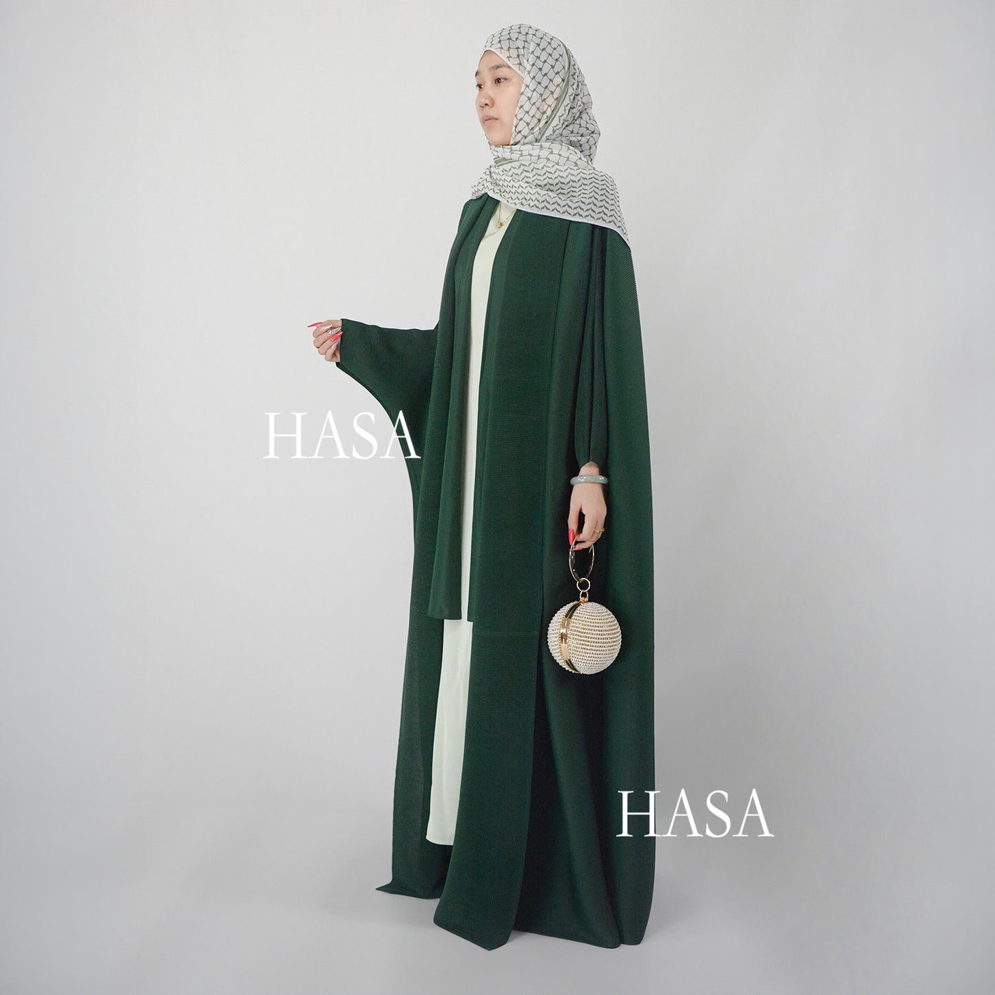 HASA HS1245 عباية أومبريه فضفاضة مع تفاصيل مرقعة مطوية