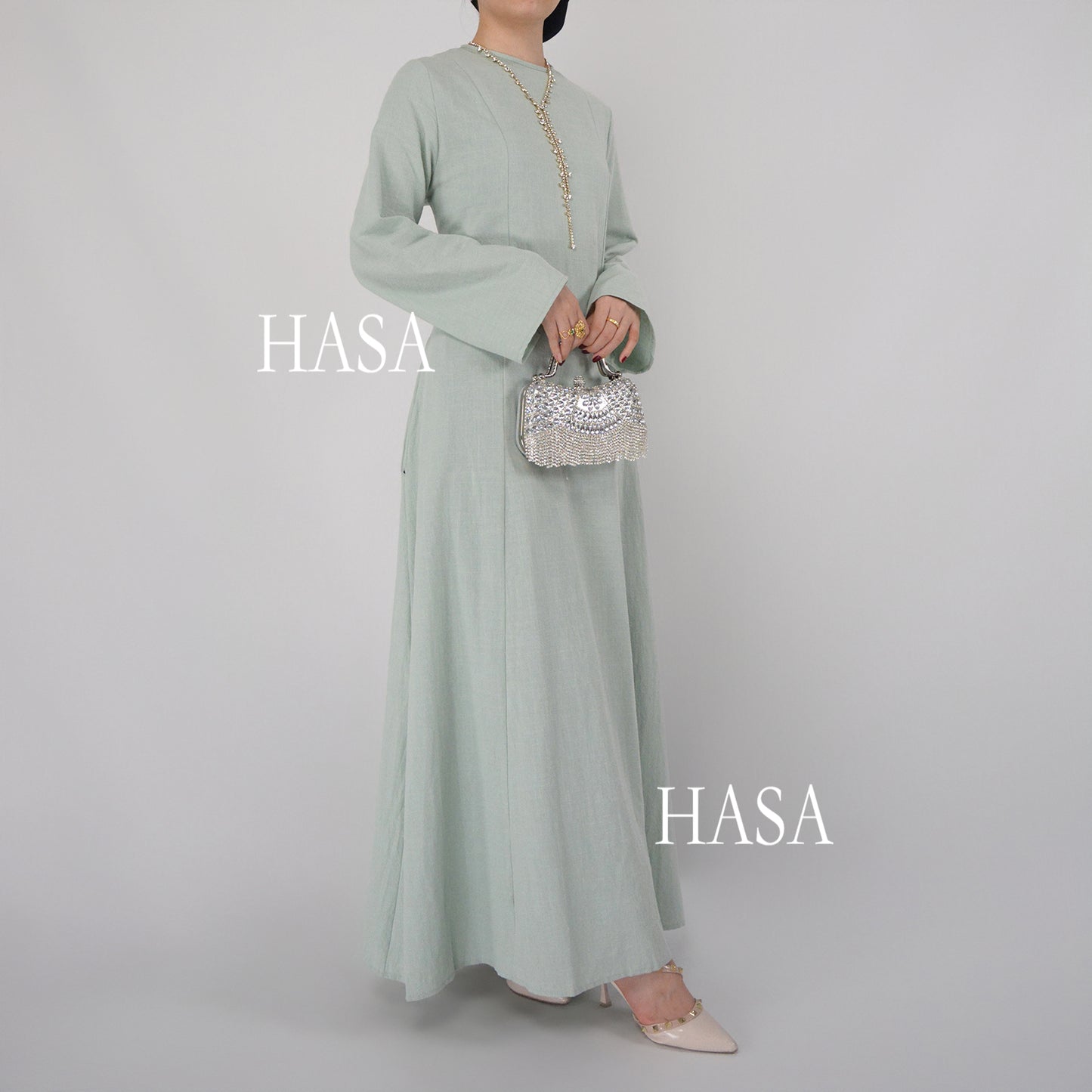 تنورة طويلة أنيقة من HASA HS5866 برباط خصر وتصميم واسع متأرجح