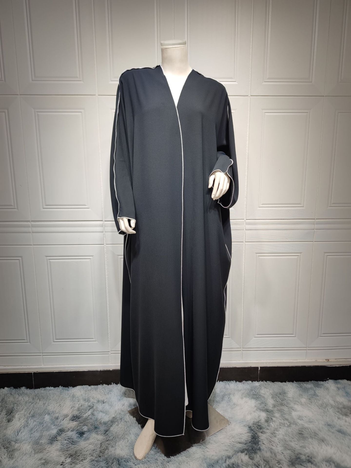 HASASERIES HS0677 White Panelled Abaya Robe