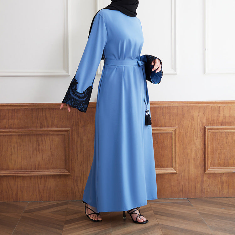 HASASERIES HS0627 Embroidered Sequin Cuff Robe