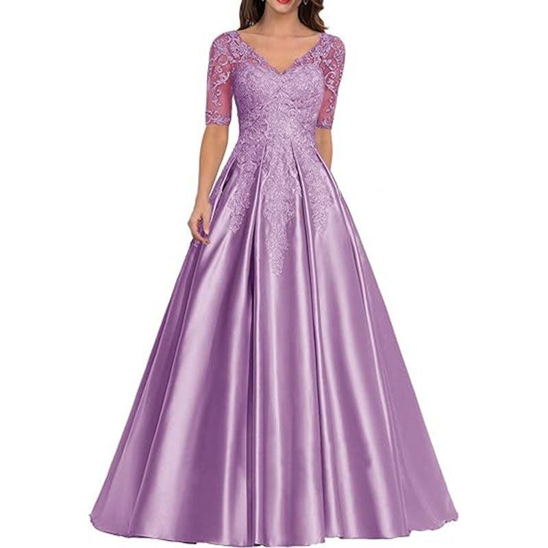 HS3507 Robe de soirée formelle en dentelle avec décalcomanie pour bal de fin d'année et mariage pour femme