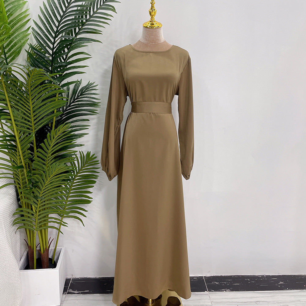 HASASERIES HS0708 Solid Color Robe Dress