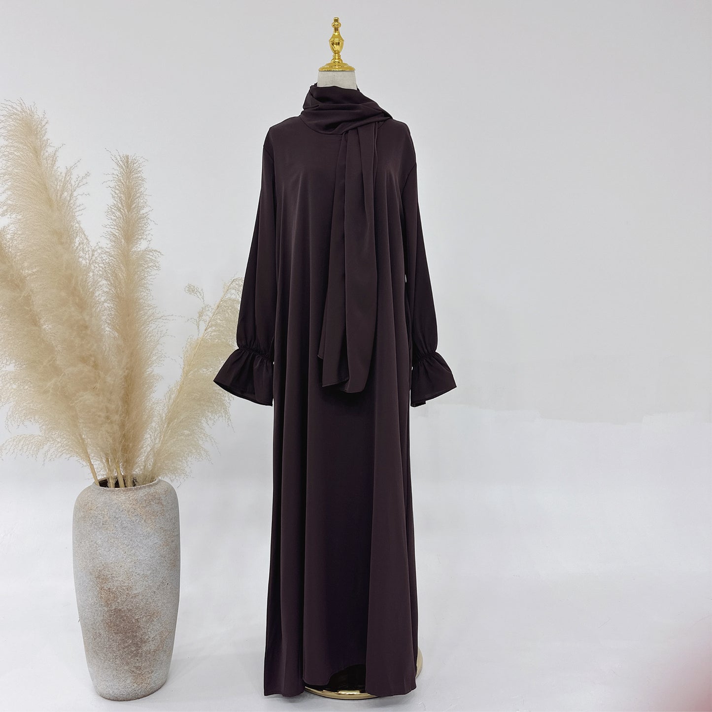 HASASERIES HS1173 Solid Color Hooded Abaya with Side Pocket
