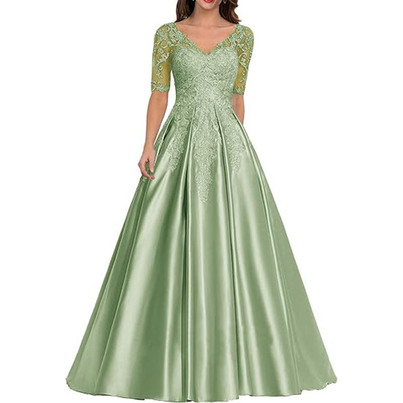 HS3507 Robe de soirée formelle en dentelle avec décalcomanie pour bal de fin d'année et mariage pour femme