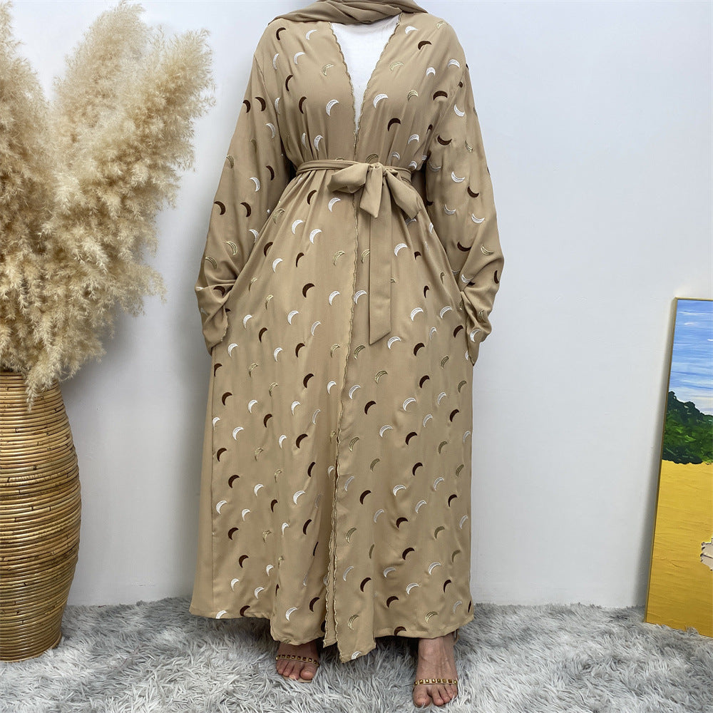 HASASERIES HS0927 Explosions Heavy Industry Embroidery Cardigan Abaya