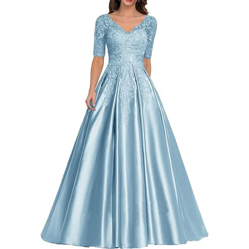 HS3507 Robe de soirée formelle en dentelle avec décalcomanie pour bal de fin d'année et mariage pour femme
