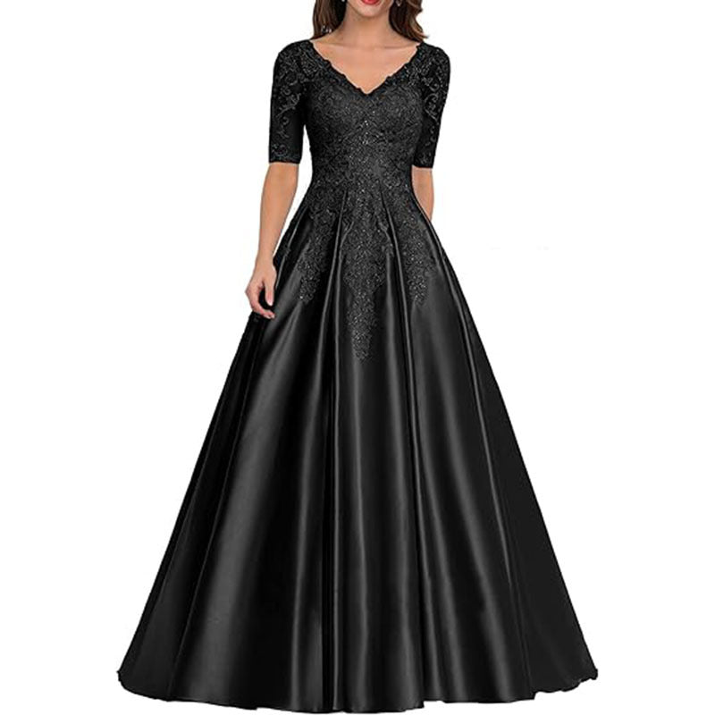 HS3507 Robe de soirée formelle en dentelle avec décalcomanie pour bal de fin d'année et mariage pour femme