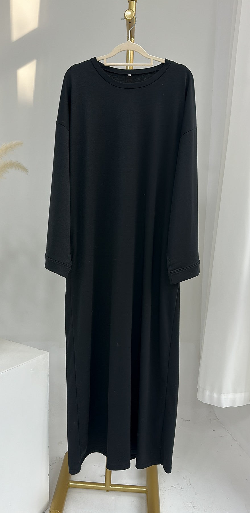 HASASERIES HS1089 Solid Color Hoodie Dress
