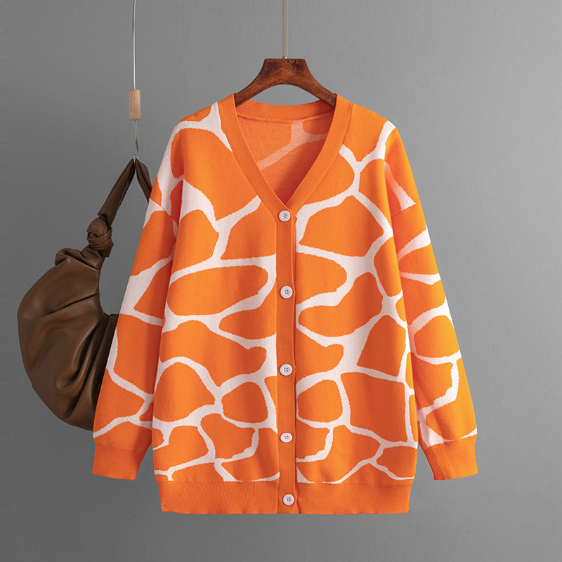 Manteau en tricot à col en V automne/hiver