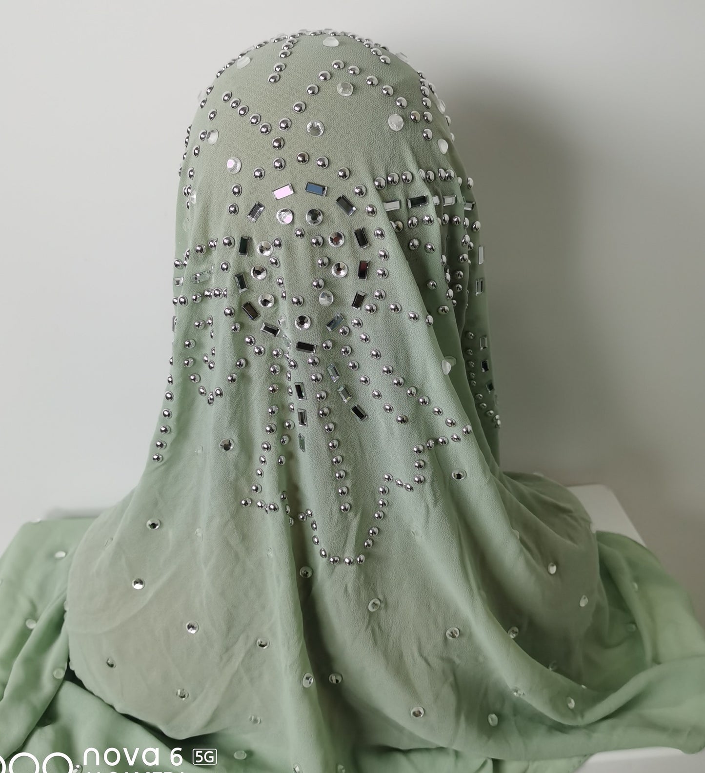 HASASERIES HS1035 Chiffon Fabric Diamond Headband