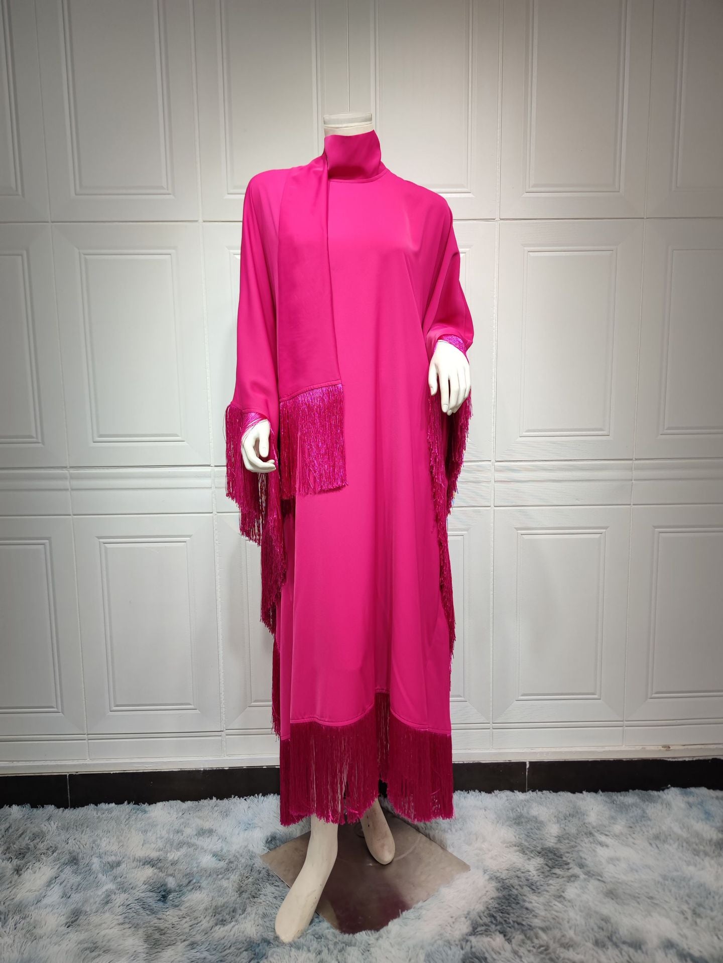 HS0467 Ladies Dolman Sleeve Tassel Kaftan High Fashion Dress modest party dress